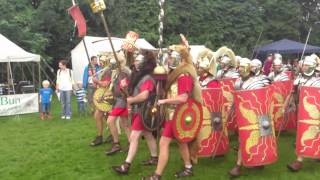 Roman Reenactment at the Amphitheatre in Caerleon Marching In [upl. by Tedra]