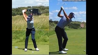 Justin Thomas golf swing  Long Iron faceon amp downtheline July 2017 [upl. by Kendrick]